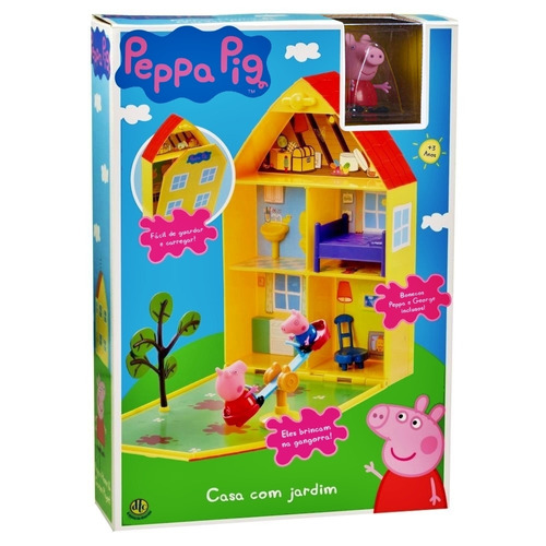 Casinha Da Peppa Pig Com Jardim Brinquedo Com Bonecos - Dtc